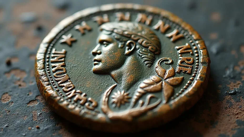 Aged Roman coin replica with convincing patina.