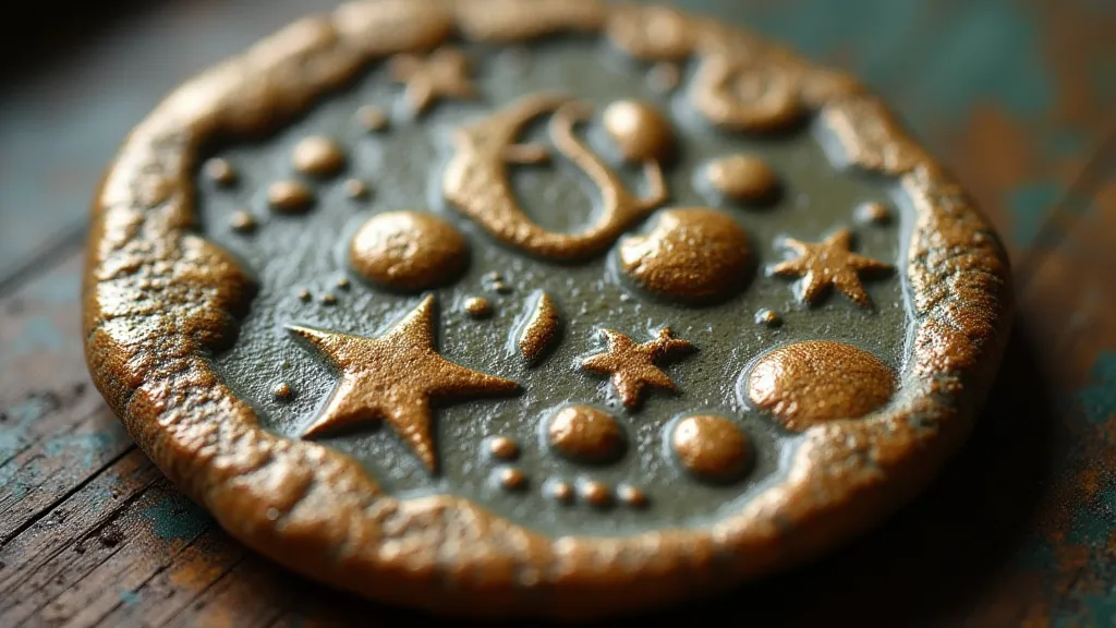 Roman coin replica with surface bubbles