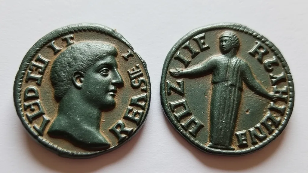 Warped Roman coin replica