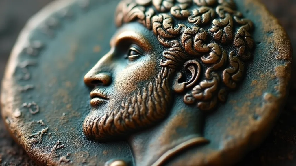 Detailed relief on a Roman coin