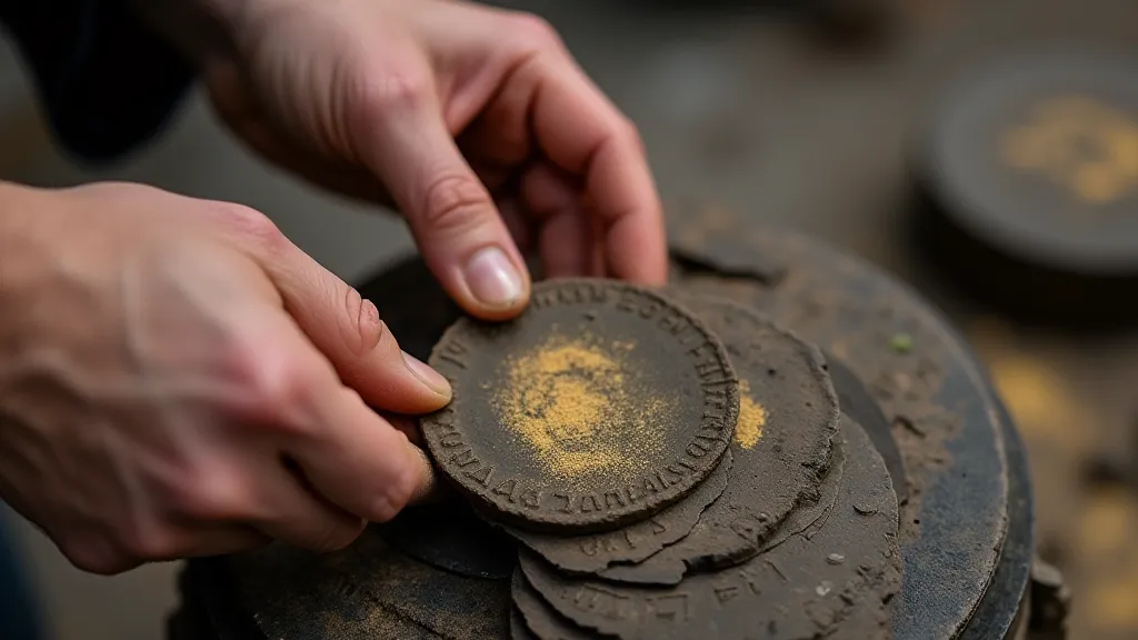 Filing the edges of a Roman coin replica