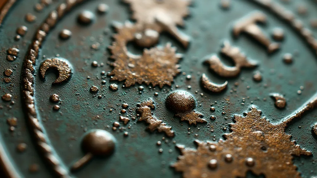 Layered patina on a coin replica