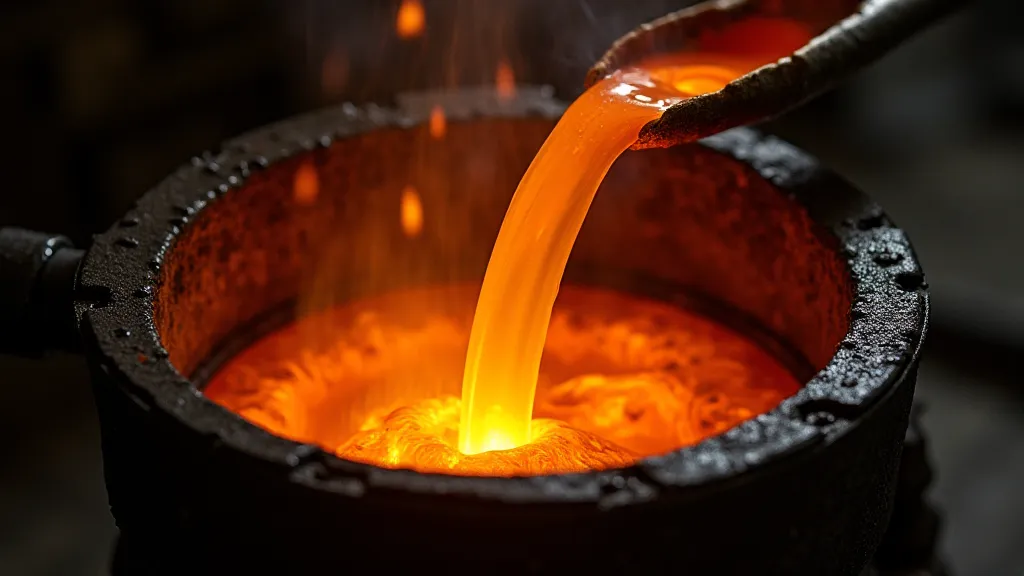Pouring molten metal into investment mold