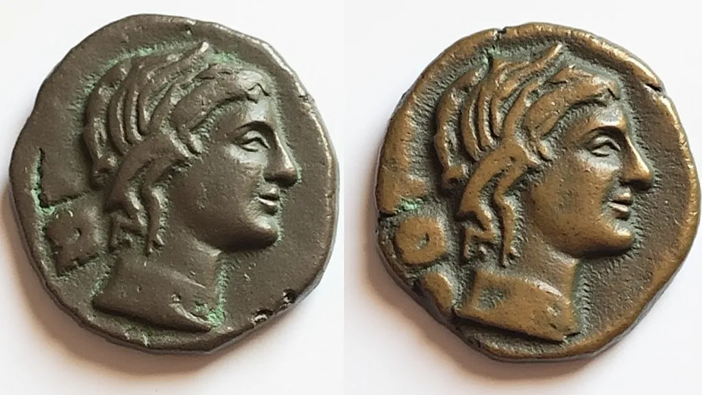 Comparison of two coin replicas, one with a poor border and one with a well-executed border