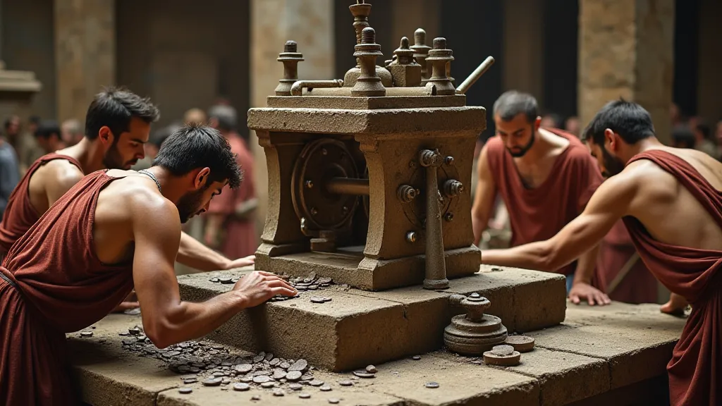 Roman coin minting press