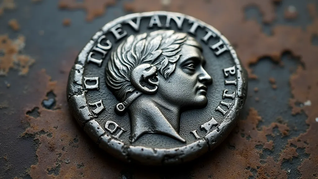 Silver coin replica with dark patina