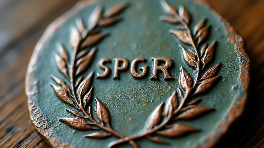 Roman coin detail showing the SPQR inscription and a laurel wreath